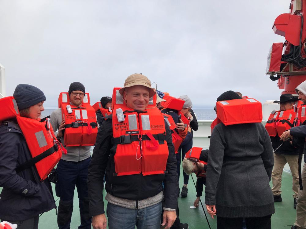 Safety drill: Life vests are located under the beds in the cabins.