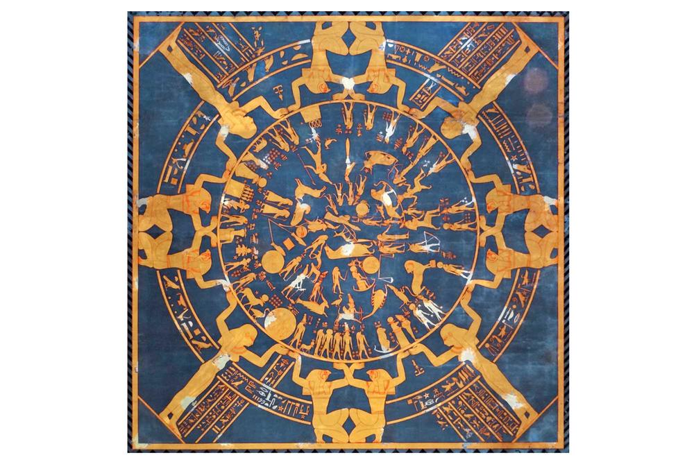 The original is on display in the Louvre. Ancient zodiac from the city of Dendera in Egypt (1st century BCE).
