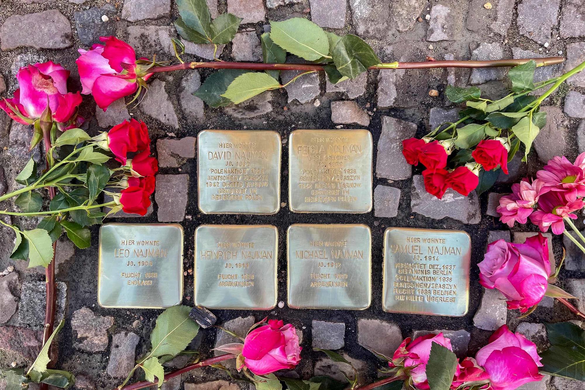 Stolpersteine laid in memory of the family.