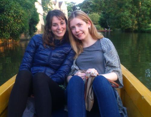 Punting is a popular leisure time activity in Oxford: Helena Winterhager (right) with a friend on the River Cherwell.
