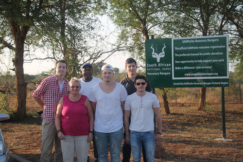 Marlon Bachmann (center, front) and the MoçamBIT team at Kruger National Park, in South Africa.