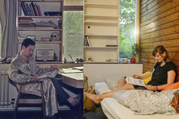 Desk, bed, bookcase – a student’s room at Studentendorf Schlachtensee (dormitory) 1960 and today.