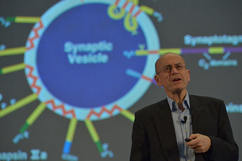 Nobel laureate in medicine Professor Thomas Südhof gave an entertaining and interesting presentation at Freie Universität Berlin.
