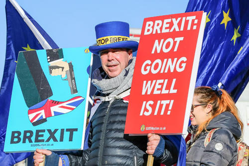 A staunch proponent of Europe: Steven Bray, founder of SODEM (Stand of Defiance European Movement) demonstrates against Brexit daily in London.