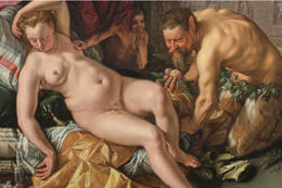 Jupiter approaches the sleeping Antiope. The 1612 painting by Dutch artist Hendrick Goltzius is on display at the National Gallery in London.