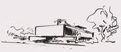 Draft drawing of the new campus dining hall by Hermann Fehlings, around 1951.