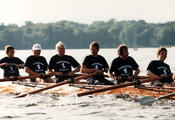 Freie Universität Berlin's team competing in the Berlin university regatta on July 4, 1999.