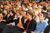 The audience listened spellbound to the acceptance speech given by the Nobel Peace Prize laureate Desmond Tutu.