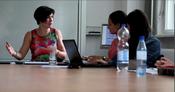 Resident Director Dr. Carmen Müller discussing German-American relations with her students in her seminar.