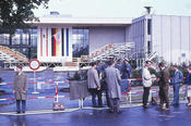 The first visitors arrived hours in advance of Kennedy’s speech.