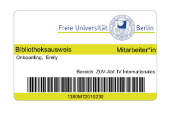 Fig. 2: New User Card for Freie Universität Staff