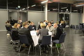 The guests could get information on research alliances of Freie Universität at five different tables.