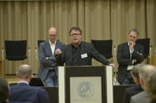Prof. Dr. Knut Reinert, Prof. Dr. Michael Zürn and Prof. Dr. Christoph Schütte (from left to right) gave insights into their regional cooperation projects.