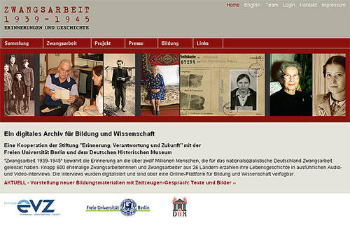 Internetauftritt des Archivs