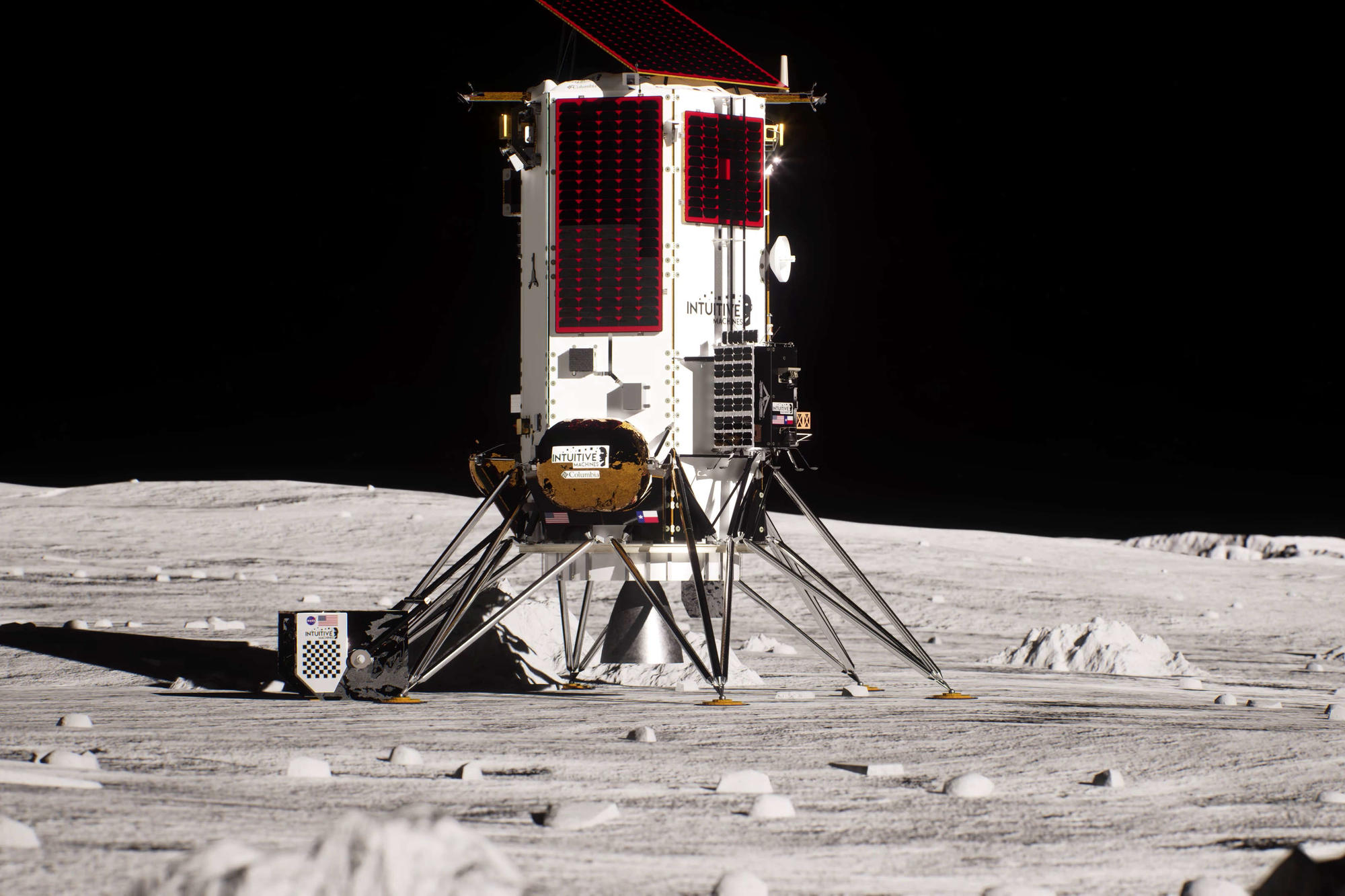 Animation des Landemoduls namens Athena mit dem Grace Hopper