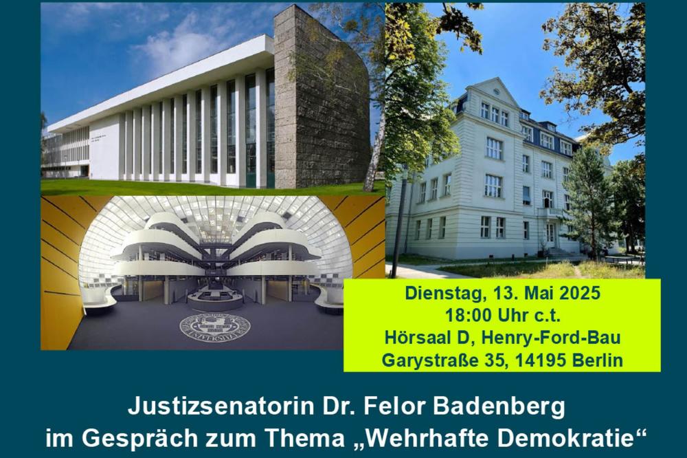 Mit der Justizsenatorin Dr. Felor Badenberg startet die neue Vortragsreihe „Die FU und ihre Nachbarn – Im Spiegel des Rechts“ an der Freien Universität.
