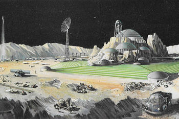 Idyll im Weltall: So stellten sich die Menschen in den 1950er Jahren eine Station auf dem Erdtrabanten Mond vor.