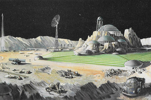 Idyll im Weltall: So stellten sich die Menschen in den 1950er Jahren eine Station auf dem Erdtrabanten Mond vor.