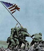 Das bekannte Bild der Feuerwehrleute am „Ground Zero“ wurde so dargestellt wie die Soldaten auf Iwo Jima im Zweiten Weltkrieg.