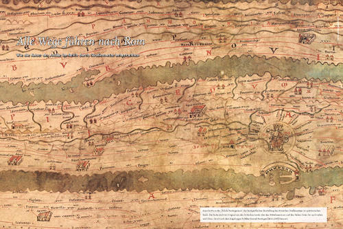 Ausschnitt einer alten Karte des Römischen Reichs.