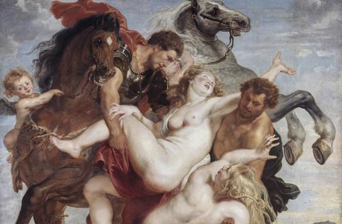 Der Raub der Töchter des Leukippos: Ein in verschiedenen Fassungen  überlieferter antiker Mythos, den Peter Paul Rubens in seinem um 1618 entstandenen Gemälde interpretiert.