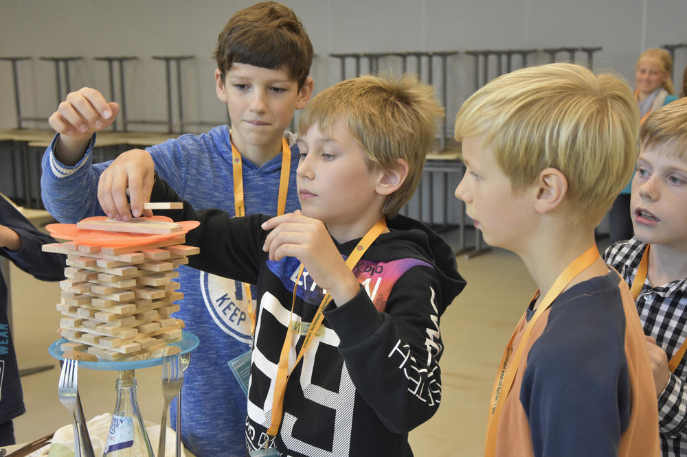 Die Kunst des Nestbaus: Im Rahmen der SchülerUni lernen Kinder etwa, wie Störche ihre Horste bauen. Holzstücke ersetzen dabei Zweige, Moos, Gras und Federn.