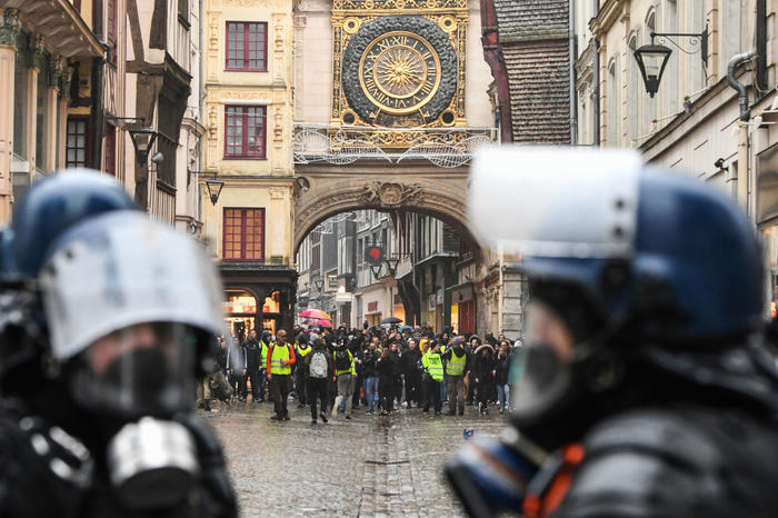 Gelbwesten-Protest in Rouen. Am 12. Januar 2019 demonstrierte die „Gilet jaunes“-Bewegung auch in Flauberts Heimatstadt.