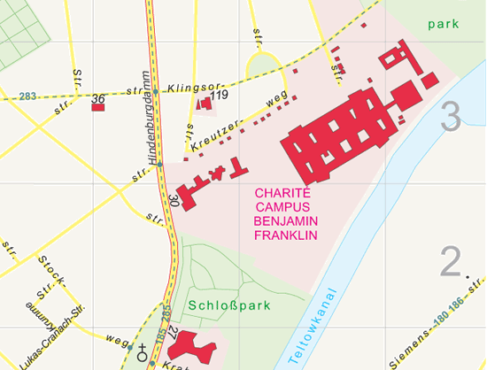 Lageplan Klinikum Benjamin Franklin