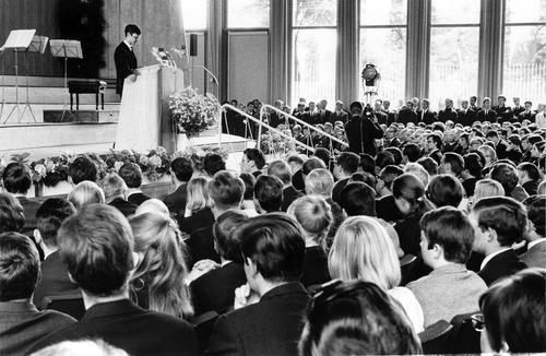 Trauerfeier für Benno Ohnesorg im Audimax der Freien Universität.