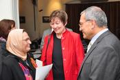 Aziza Hamdi (l.) with Dr. Dorothea Rüland (mid.) Director CIC, FU Berlin and the German Ambassador to Egypt H.E. Michael Bock