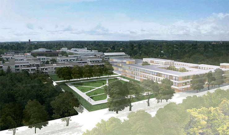 3D-Ansicht Bibliotheksneubau im Bereich Silberlaube.