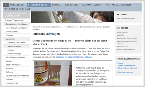 Organisch-chemisches Grundpraktikum (Screenshot)