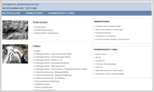 Bildersammlung Tektonik (Screenshot)