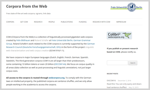 Corpora from the Web (Screenshot)