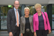 Prof. Dr. Peter André Alt, Präsident der Freien Universität, empfing die Preisträgerin Carla Del Ponte und die Laudatorin Gesine Schwan im Henry-Ford-Bau der Freien Universität Berlin.