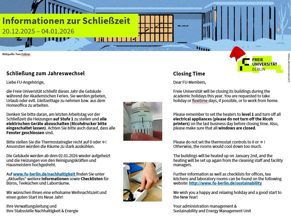 Schließzeiten 2025-26