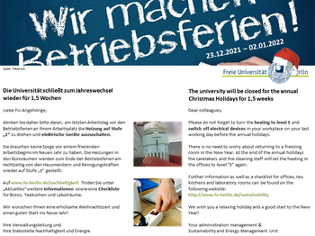 Vorbereitungen vor den Betriebsferien