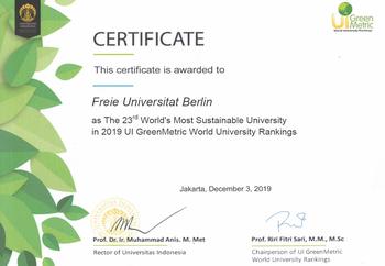 Zertifikat Freie Universität Berlin