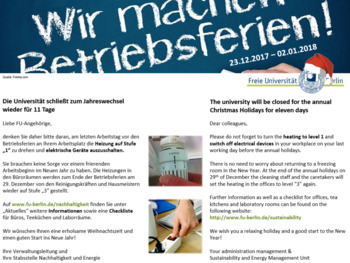 Betriebsferien 2017/18