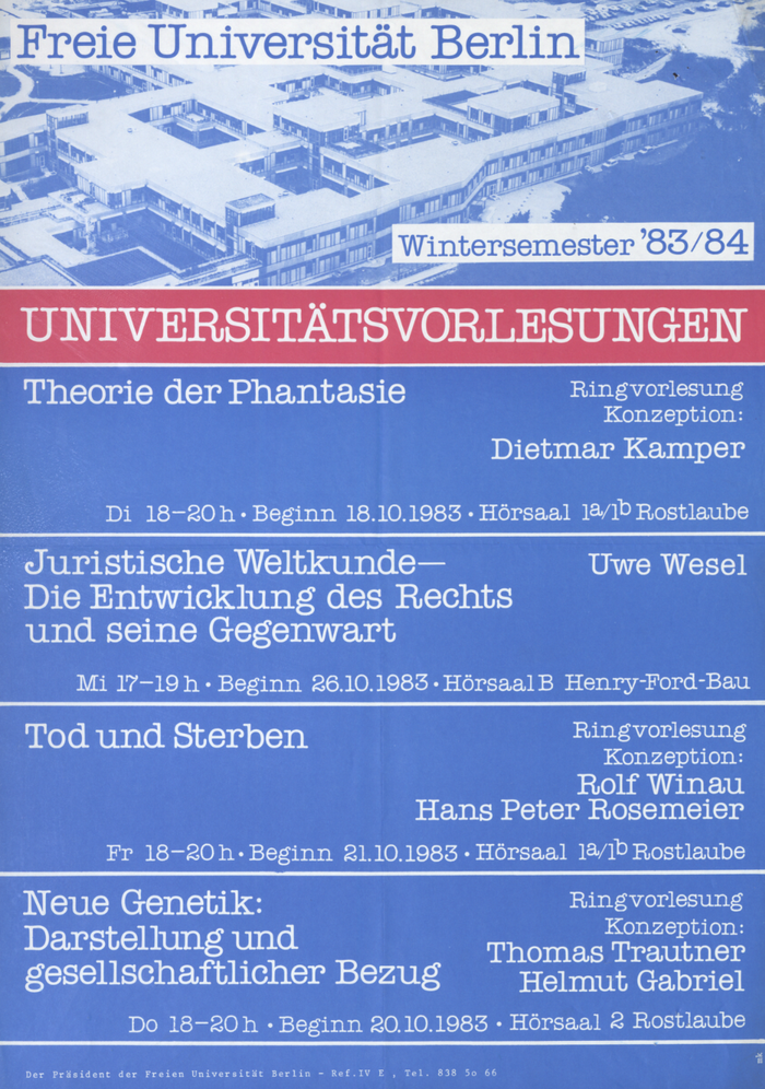 Theorie der Phantasie - Juristische Weltkunde - Tod und Sterben - Neue Genetik