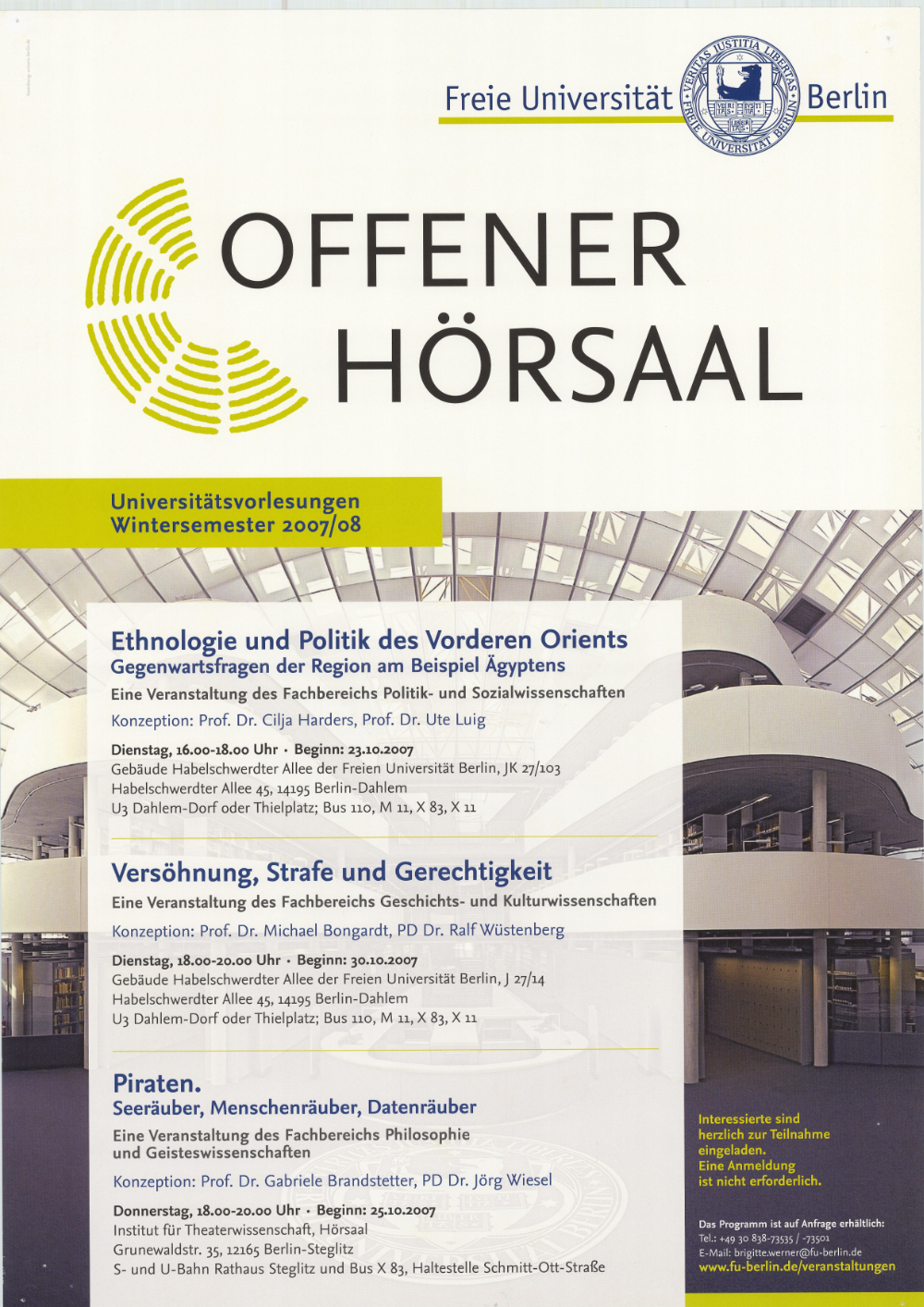 Vorlesungen: Ethnologie und Politik des Vorderen Orients Gegenwartsfragen der Region am Beispiel Ägyptens - Versöhnung, Strafe und Gerechtigkeit - Piraten.  Seeräuber, Menschenräuber, Datenräuber