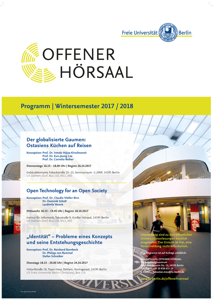 Vorlesungen: Der globalisierte Gaumen - Open Technology for an Open Society - "Identität" - Probleme eines Konzepts und seine Entstehungsgeschichte