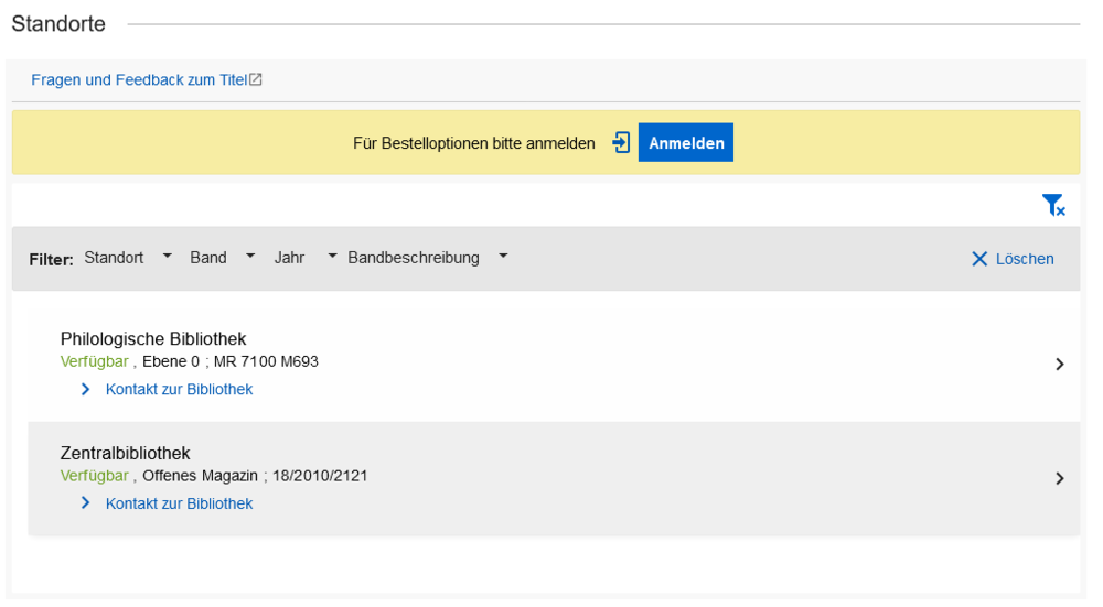 Bibliotheken finden (Screenshot aus dem Bibliotheksportal Primo)