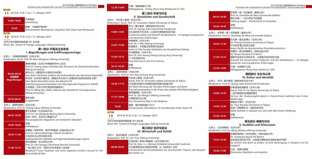 Das Programm der Ostasiatischen Zentrenkonferenz 2019.