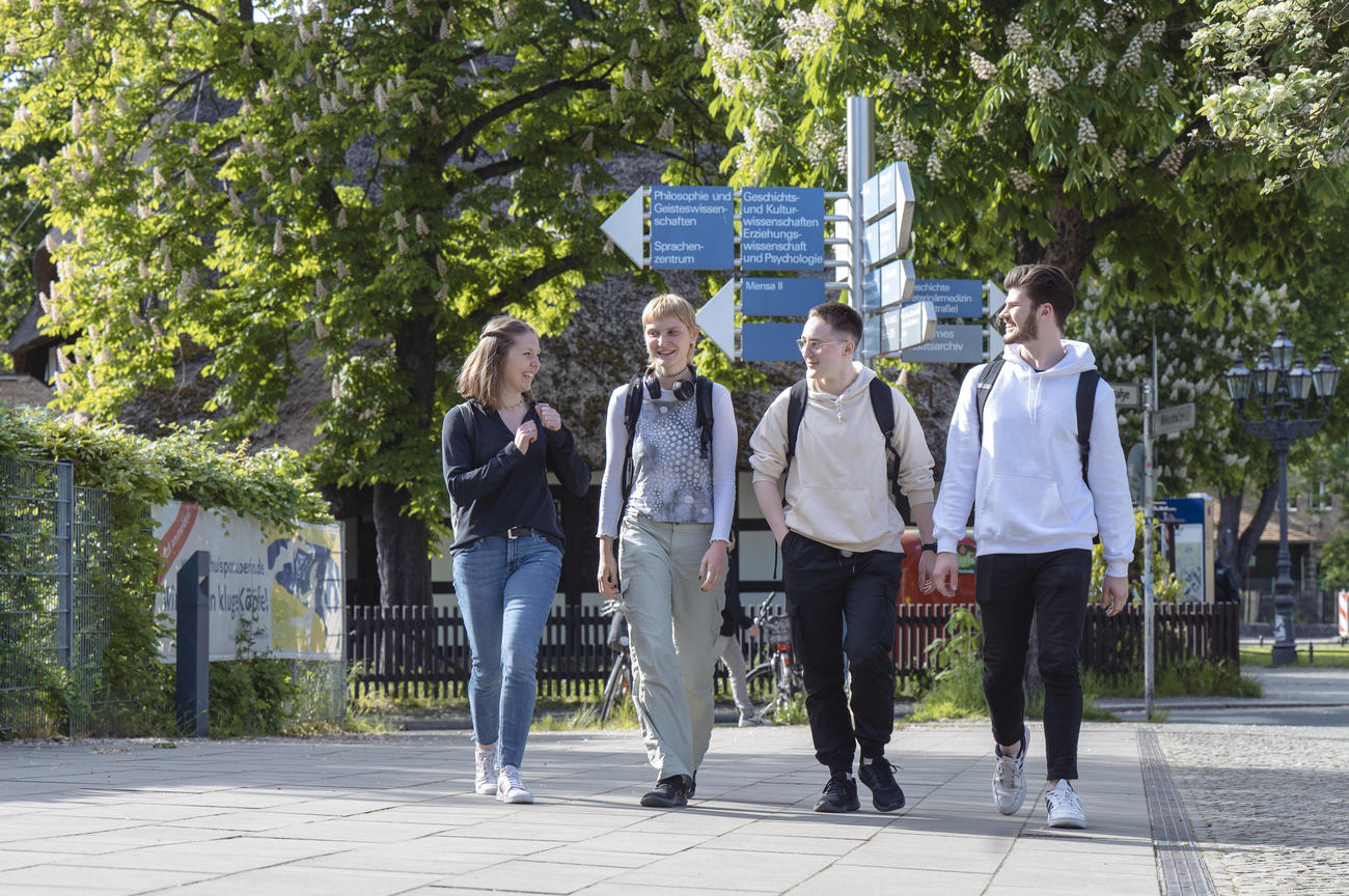 Students on the Freie Universität Berlin campus.