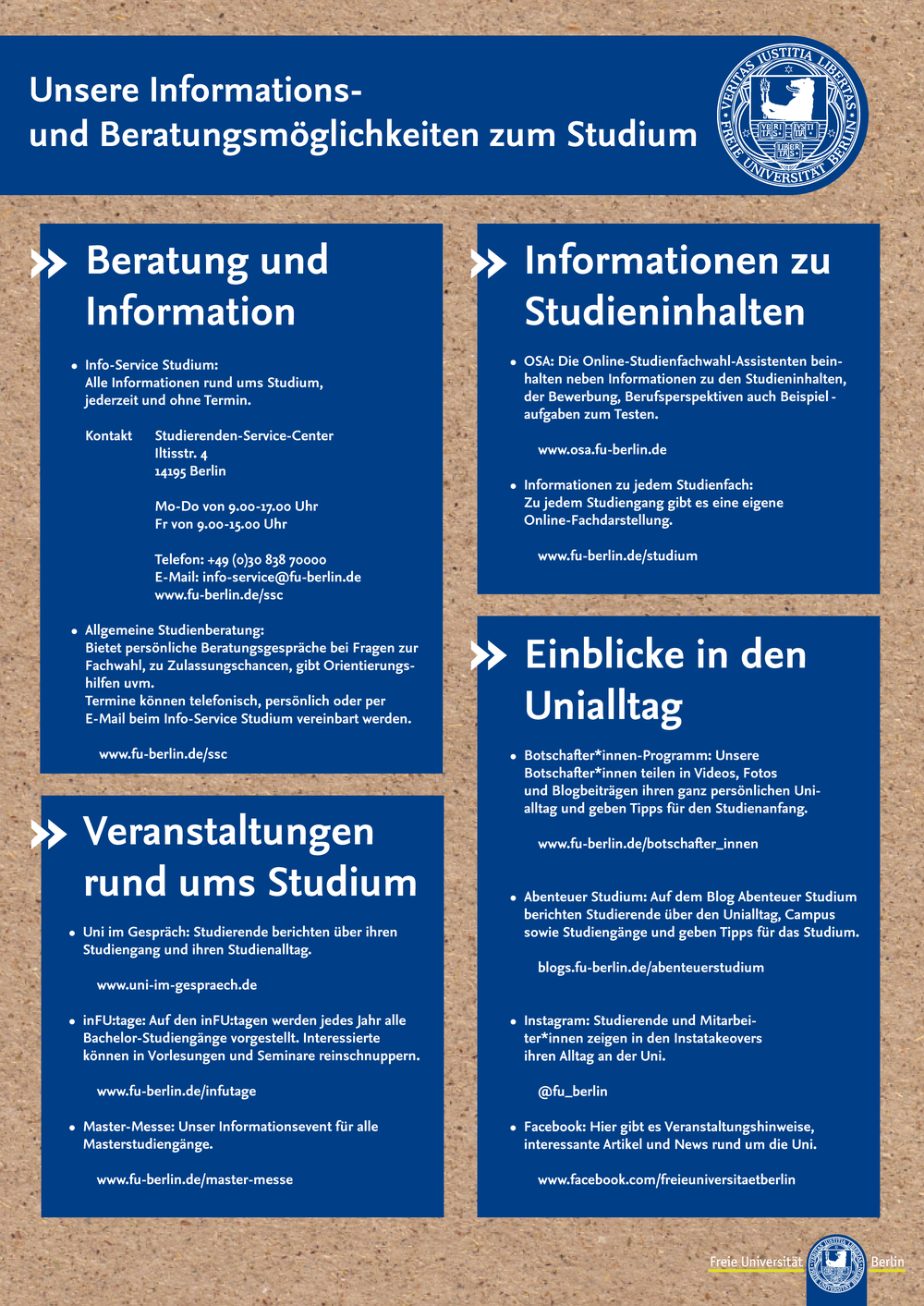 Informations- und Beratungsangebot der Freien Universität